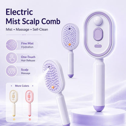 Scalp Massager Comb 💆‍♀️ – Self-Cleaning 🧼, Tangle-Free ✂ & Frizz-Control Hair Brush with Soothing Mist Spray 💨✨ | Perfect for Dry, Brittle Hair 💧🌟
