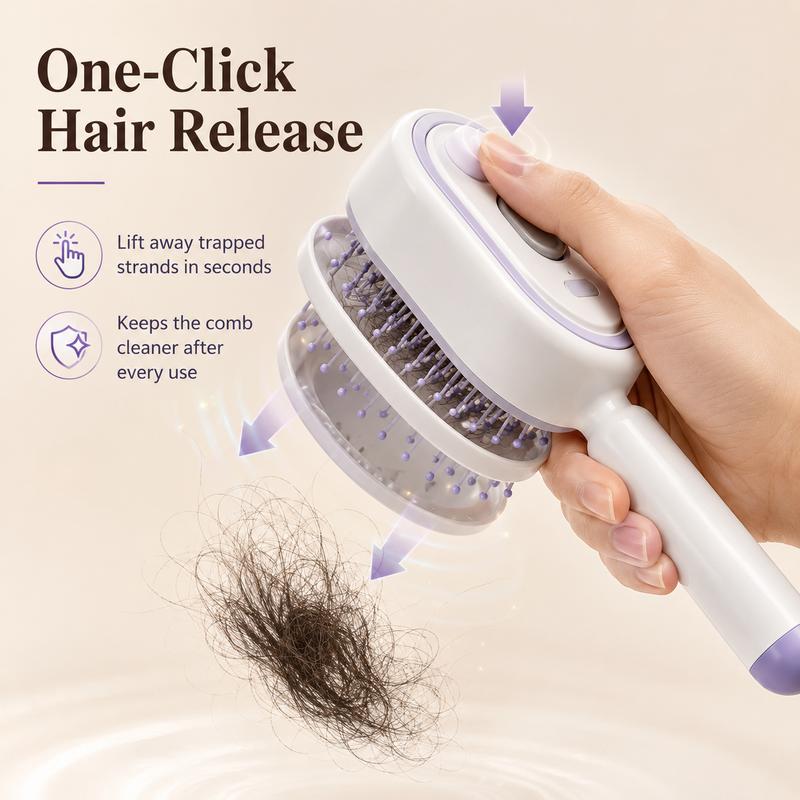 Scalp Massager Comb 💆‍♀️ – Self-Cleaning 🧼, Tangle-Free ✂ & Frizz-Control Hair Brush with Soothing Mist Spray 💨✨ | Perfect for Dry, Brittle Hair 💧🌟