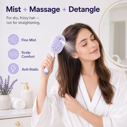 Scalp Massager Comb 💆‍♀️ – Self-Cleaning 🧼, Tangle-Free ✂ & Frizz-Control Hair Brush with Soothing Mist Spray 💨✨ | Perfect for Dry, Brittle Hair 💧🌟