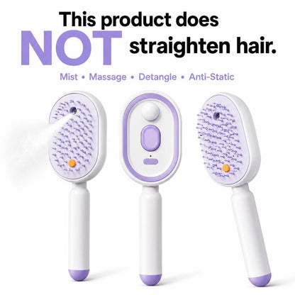 Scalp Massager Comb 💆‍♀️ – Self-Cleaning 🧼, Tangle-Free ✂ & Frizz-Control Hair Brush with Soothing Mist Spray 💨✨ | Perfect for Dry, Brittle Hair 💧🌟