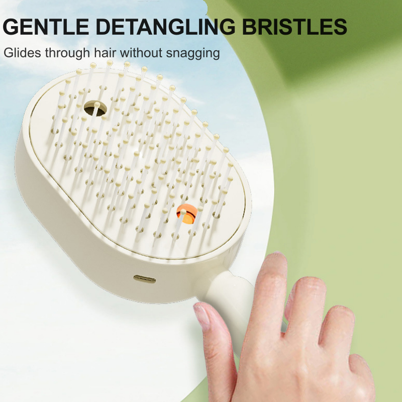 Scalp Massager Comb 💆‍♀️ – Self-Cleaning 🧼, Tangle-Free ✂ & Frizz-Control Hair Brush with Soothing Mist Spray 💨✨ | Perfect for Dry, Brittle Hair 💧🌟