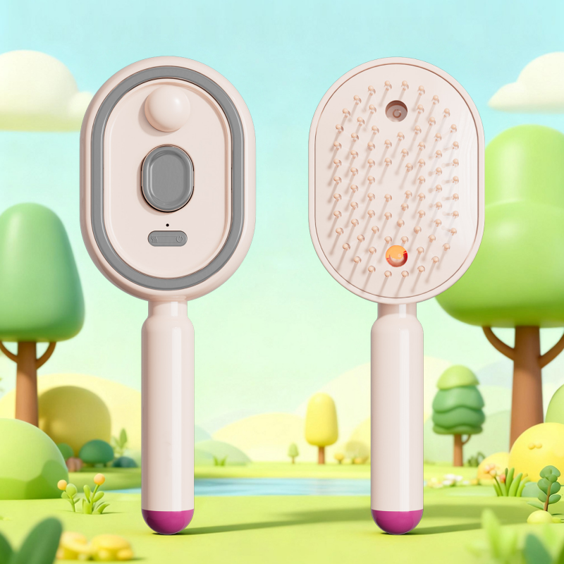 Scalp Massager Comb 💆‍♀️ – Self-Cleaning 🧼, Tangle-Free ✂ & Frizz-Control Hair Brush with Soothing Mist Spray 💨✨ | Perfect for Dry, Brittle Hair 💧🌟